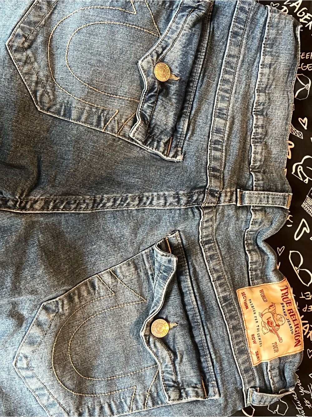 True Religion Light Blue Denim Jeans with Signature Back Pockets